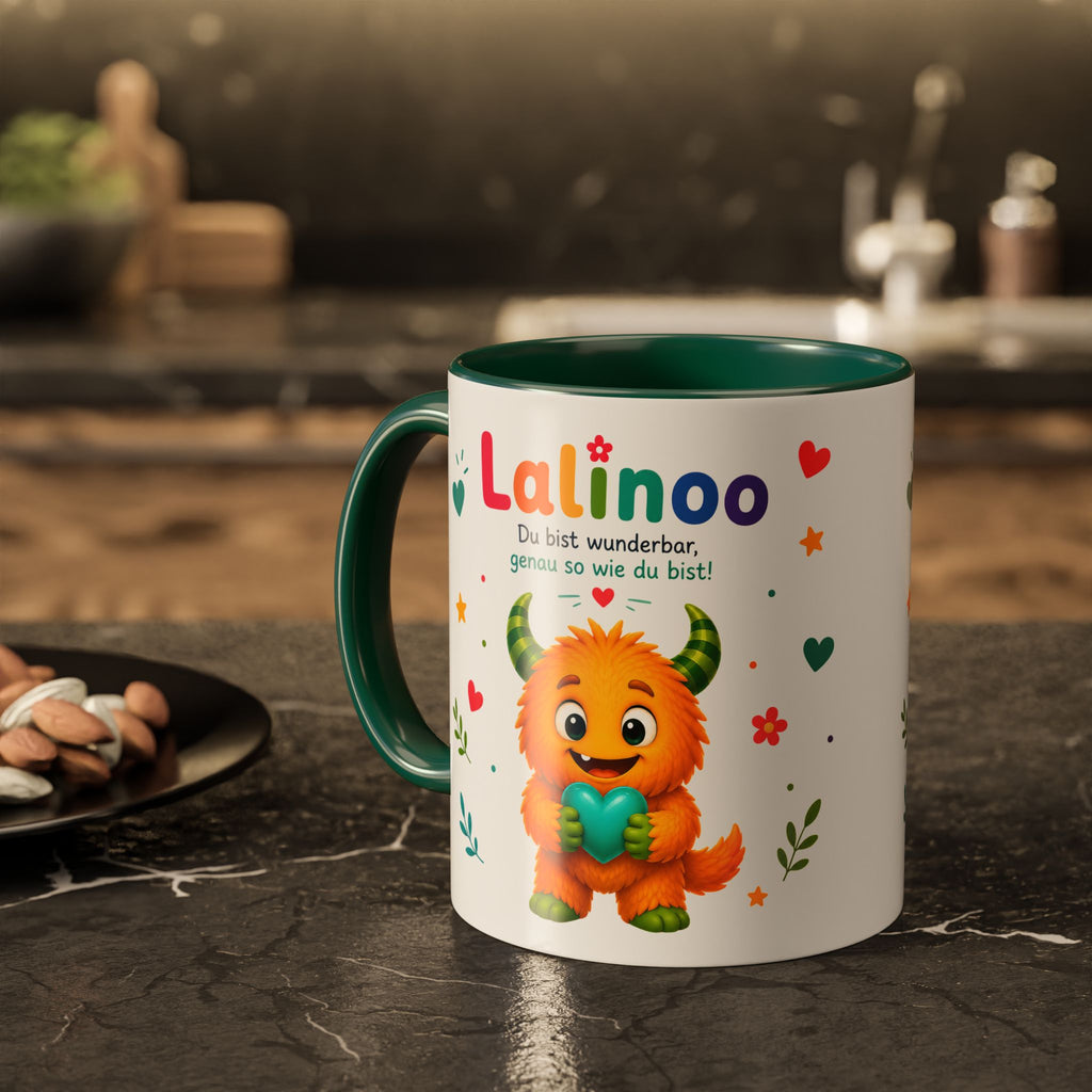 Lalinoo Tasse „Du bist wunderbar“ – Bunte Keramiktasse für Kinder & kleine Mutmacher