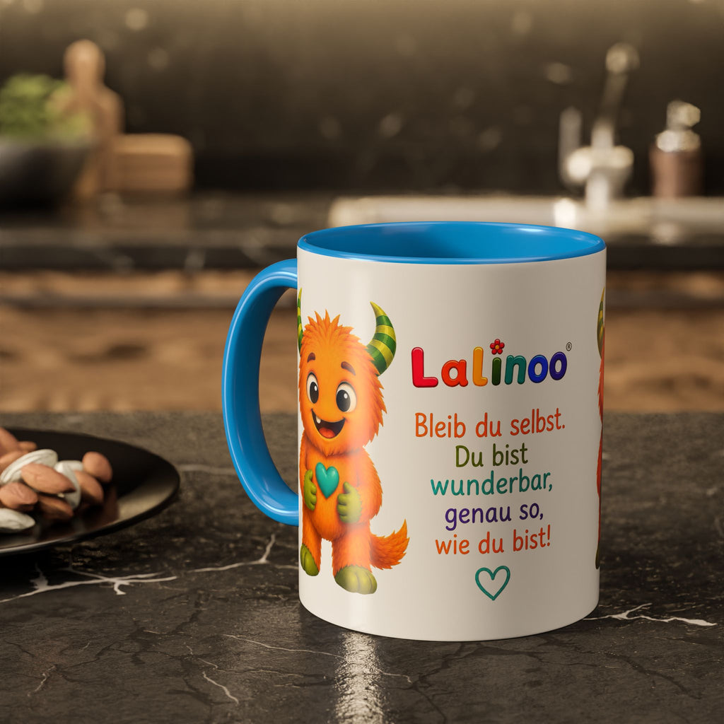 Lalinoo Tasse „Du bist wunderbar“ – Bunte Keramiktasse für Kinder & kleine Mutmacher