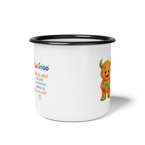 Lalinoo Emaille Becher für Kinder – Mutmacher Tasse „Du bist einzigartig“