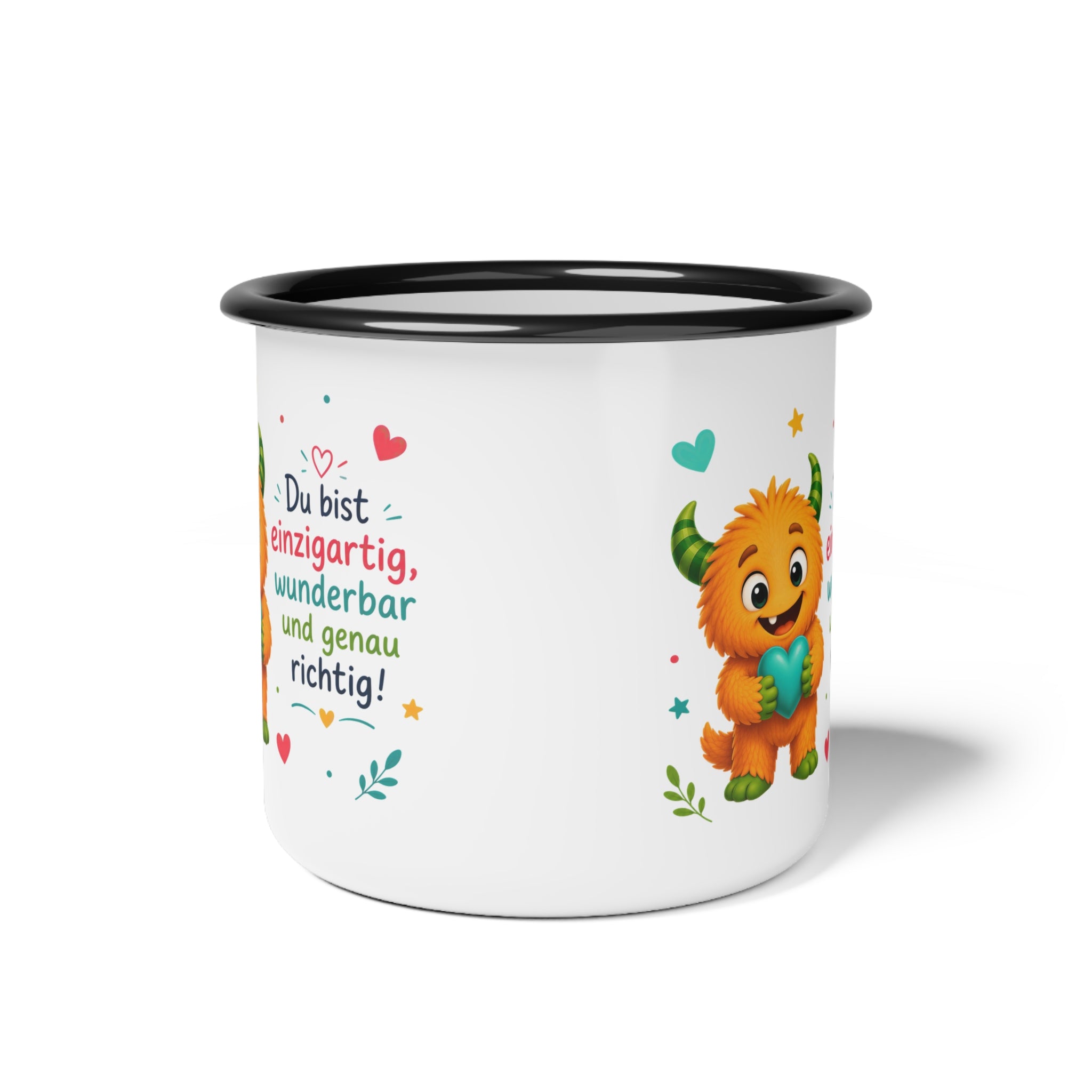 Lalinoo Emaille Becher für Kinder – Mutmacher Tasse „Du bist einzigartig“