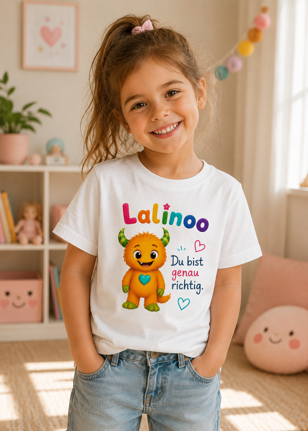 Lalinoo Kinder T-Shirt – Du bist genau richtig 🩵 | Weiches Baumwollshirt für Kinder
