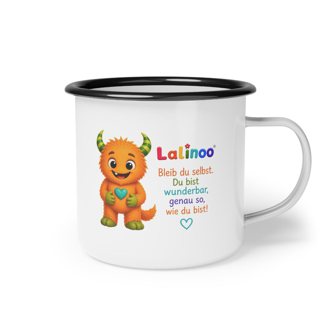 Lalinoo Emaille Becher für Kinder – Mutmacher Tasse „Du bist einzigartig“