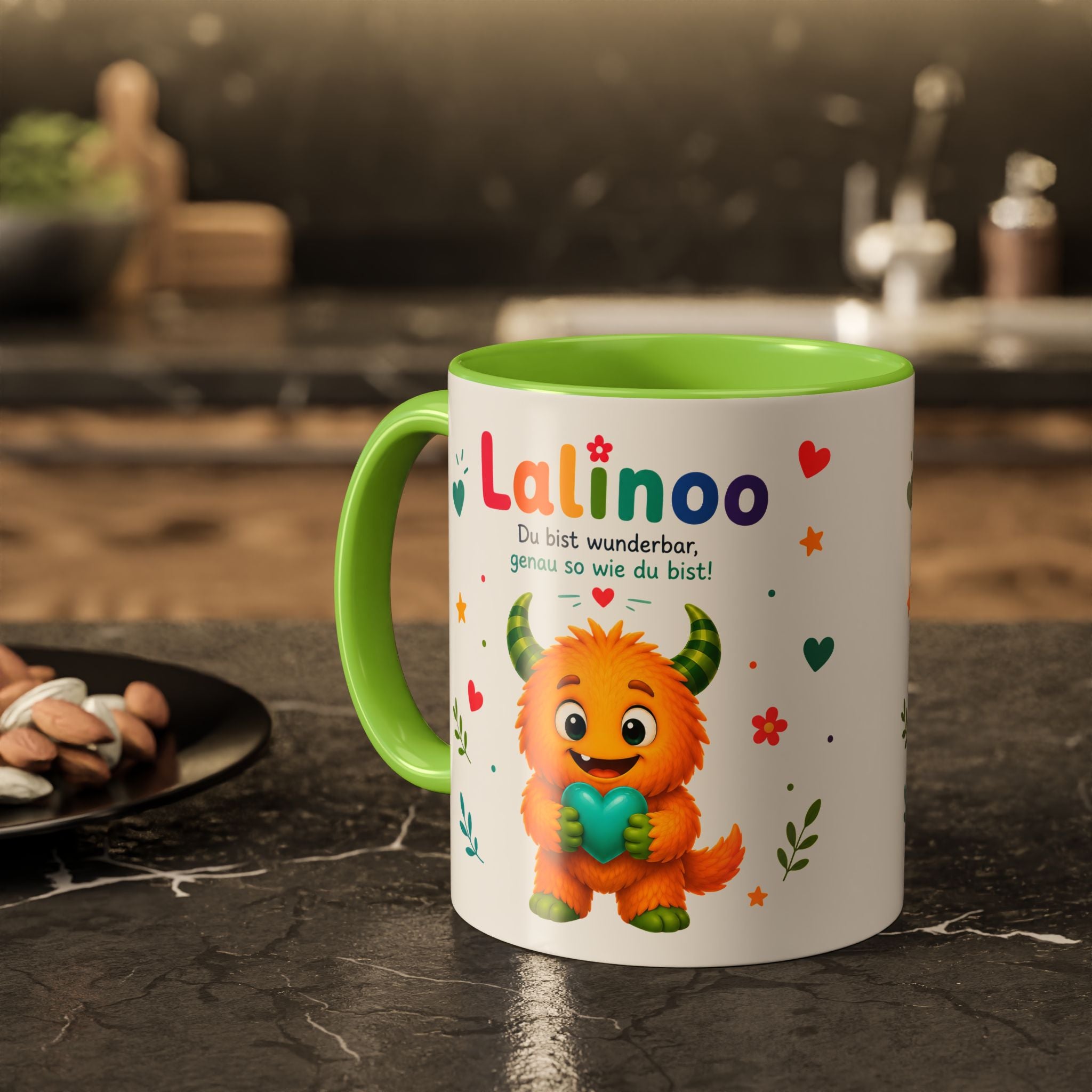 Lalinoo Tasse „Du bist wunderbar“ – Bunte Keramiktasse für Kinder & kleine Mutmacher