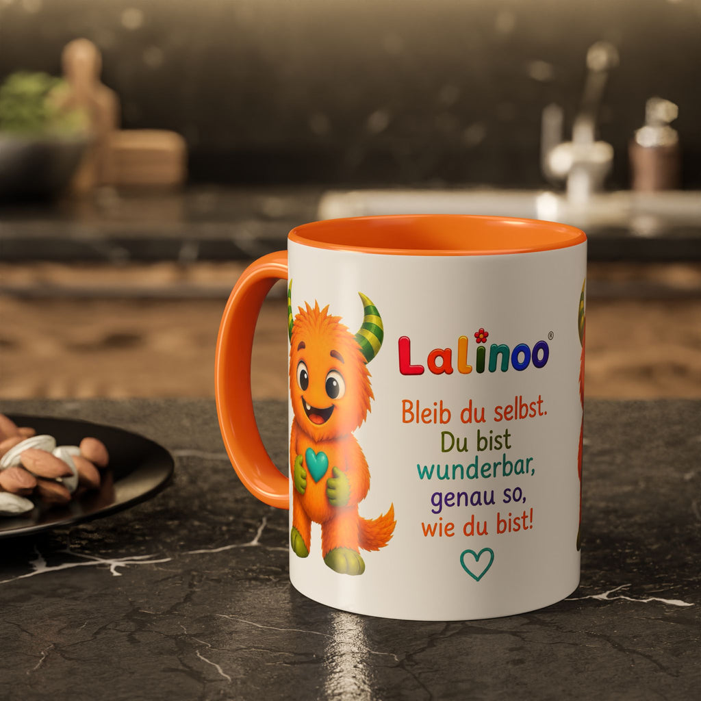 Lalinoo Tasse „Du bist wunderbar“ – Bunte Keramiktasse für Kinder & kleine Mutmacher