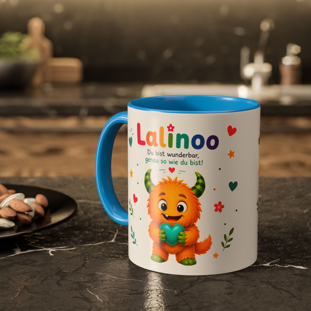Lalinoo Tasse „Du bist wunderbar“ – Bunte Keramiktasse für Kinder & kleine Mutmacher