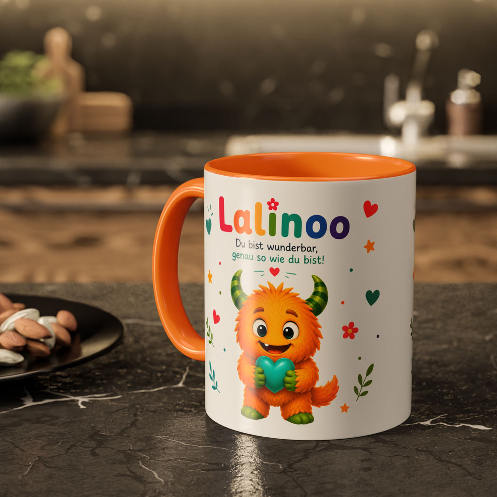 Lalinoo Tasse „Du bist wunderbar“ – Bunte Keramiktasse für Kinder & kleine Mutmacher