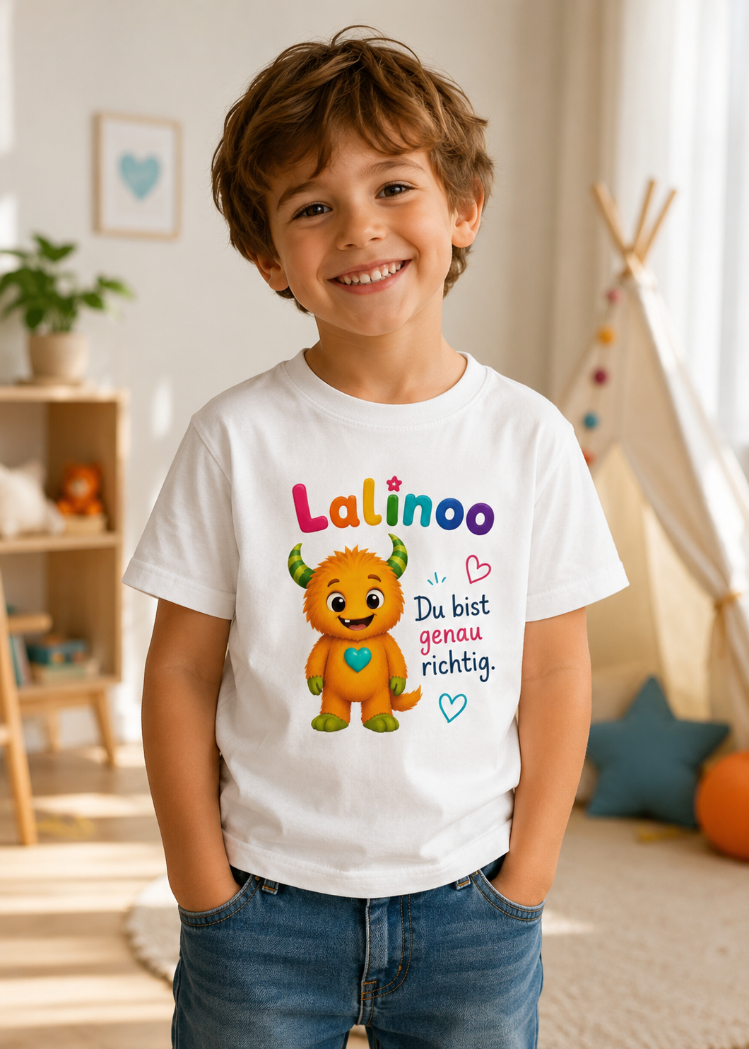 Lalinoo Kinder T-Shirt – Du bist genau richtig 🩵 | Weiches Baumwollshirt für Kinder